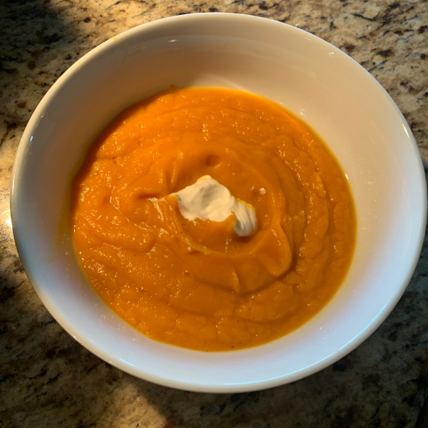 Curried Butternut Squash Soup with Lime Cream