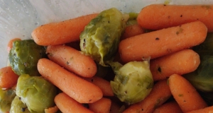 Brussels Sprouts and Baby Carrots Glazed with Brown Sugar and Pepper