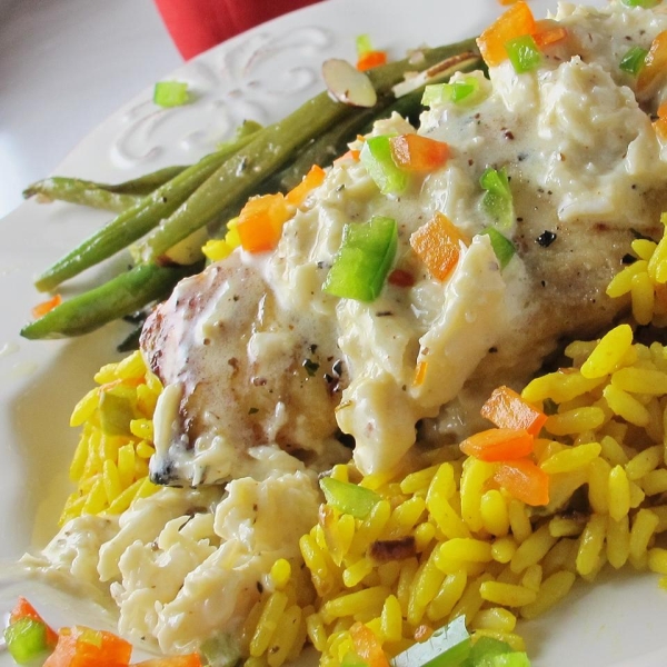 Broiled Grouper with Creamy Crab and Shrimp Sauce