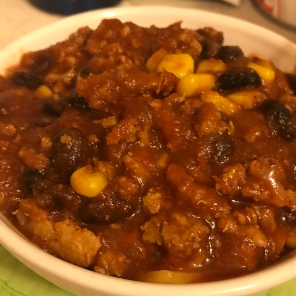 Tex-Mex Turkey Chili with Black Beans, Corn and Butternut Squash