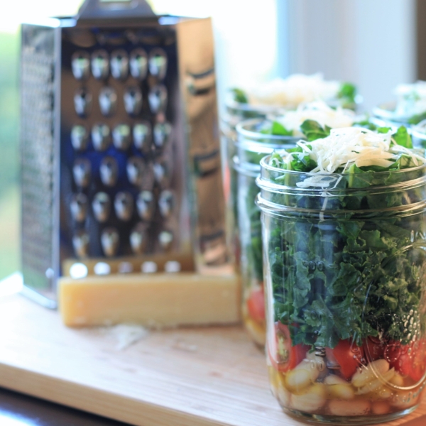 Kale and Cannellini Bean Salad in a Jar