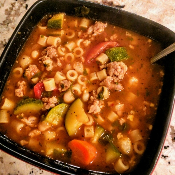 Spicy Sausage Soup with Cilantro