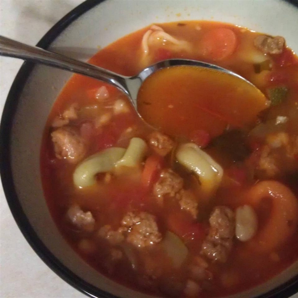 Spicy Sausage Soup with Cilantro