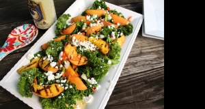 Warm Grilled Peach and Kale Salad