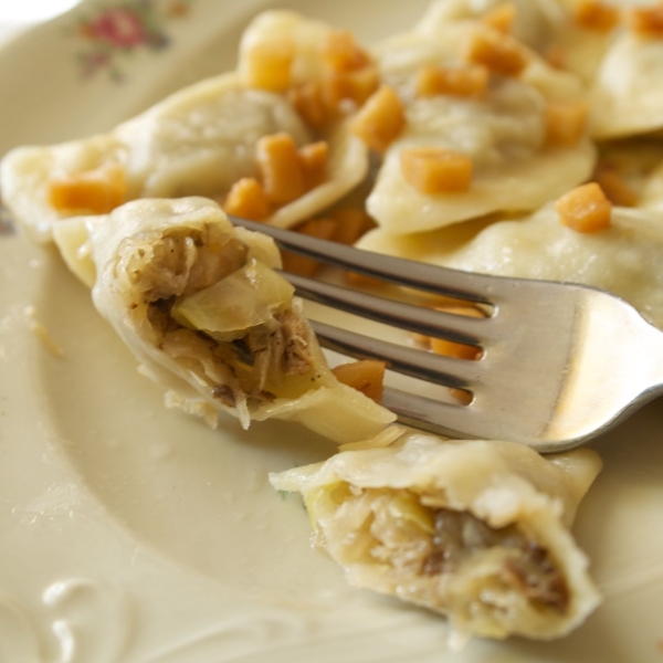 Pierogi with Sauerkraut and Dried Mushrooms