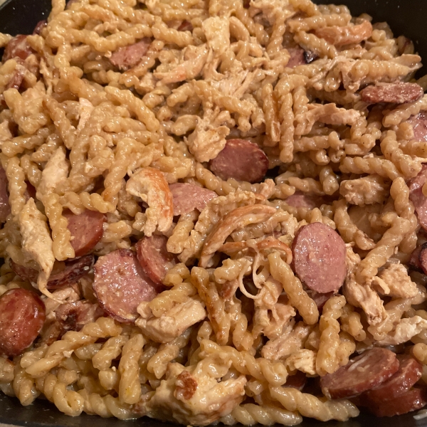 One-Pot Cajun Chicken and Sausage Alfredo Pasta