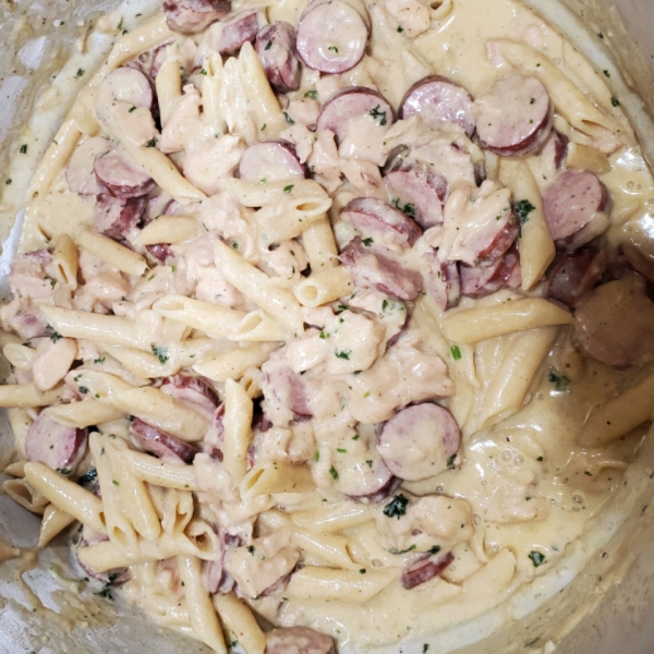 One-Pot Cajun Chicken and Sausage Alfredo Pasta