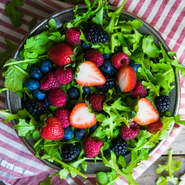 Berry and Arugula Salad with Homemade Blueberry Vinaigrette