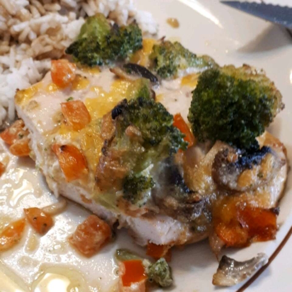 Mushroom, Broccoli, and Cheese Stuffed Chicken