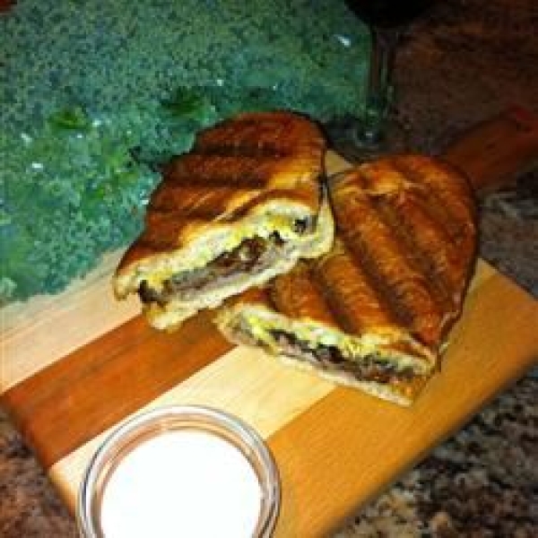 Roast Beef Panini with Caramelized Shallots and Roquefort