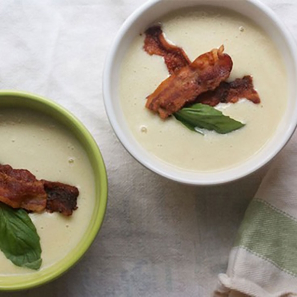 Creamy Corn Soup with Crispy Bacon
