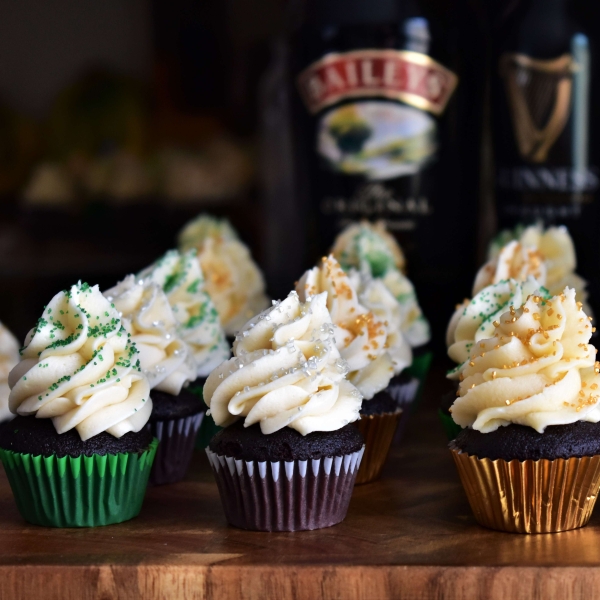 Chocolate Guinness Cupcakes with Irish Cream Frosting