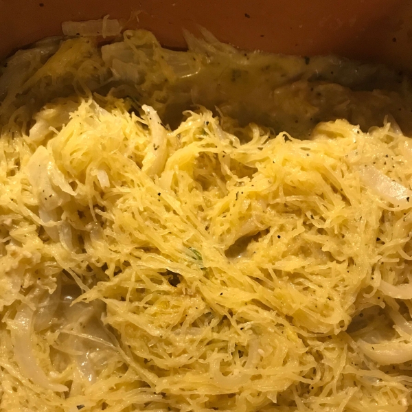 Roasted Spaghetti Squash with Asparagus and Goat Cheese