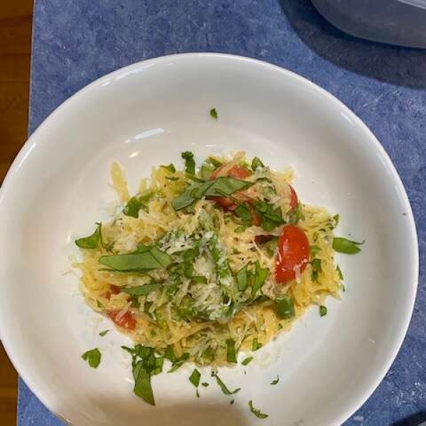 Roasted Spaghetti Squash with Asparagus and Goat Cheese