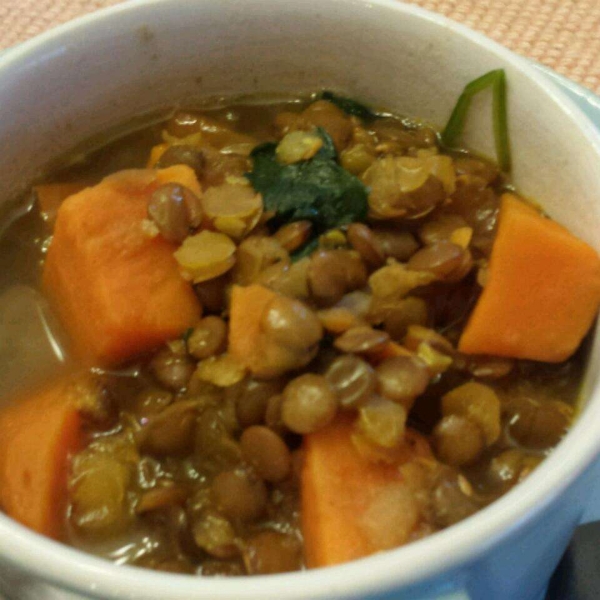 Indian Sweet Potato and Lentil Soup