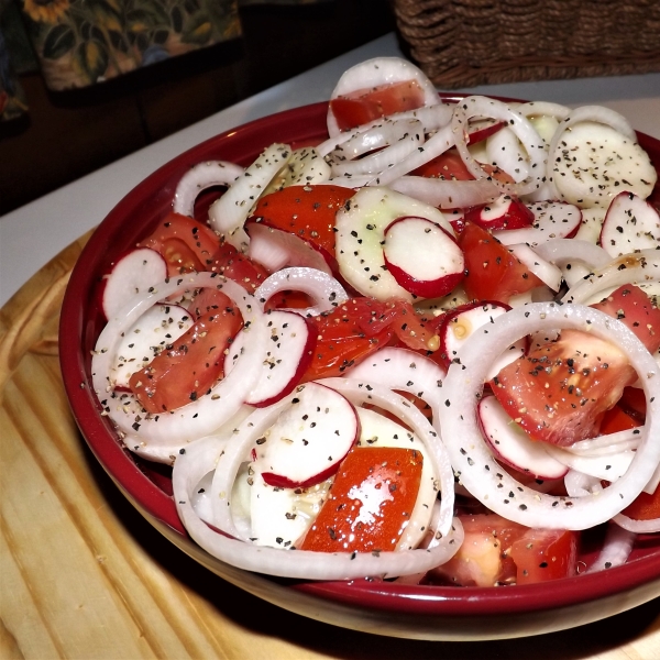 Marinated Cucumber, Onion, and Tomato Salad