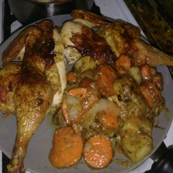 Roasted Spatchcocked Chicken with Potatoes