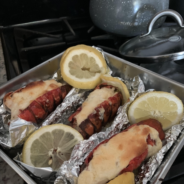 Baked Lobster Tails with Parmesan Topping