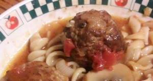 Meatball Noodle Onion Stoup