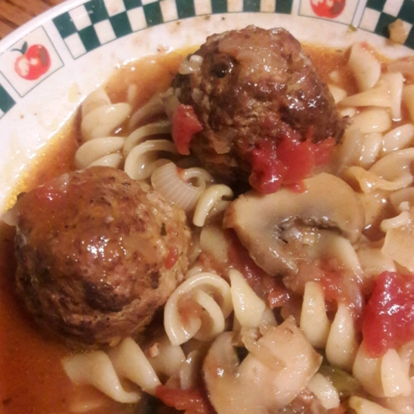 Meatball Noodle Onion Stoup