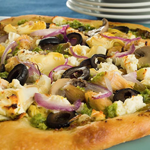 Greek Pizza with Artichokes and Feta Cheese