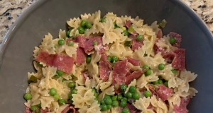 Pasta with Salami and Peas