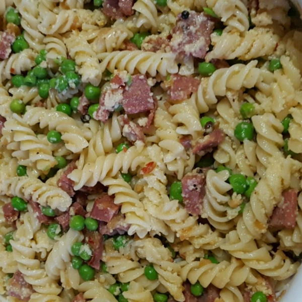 Pasta with Salami and Peas