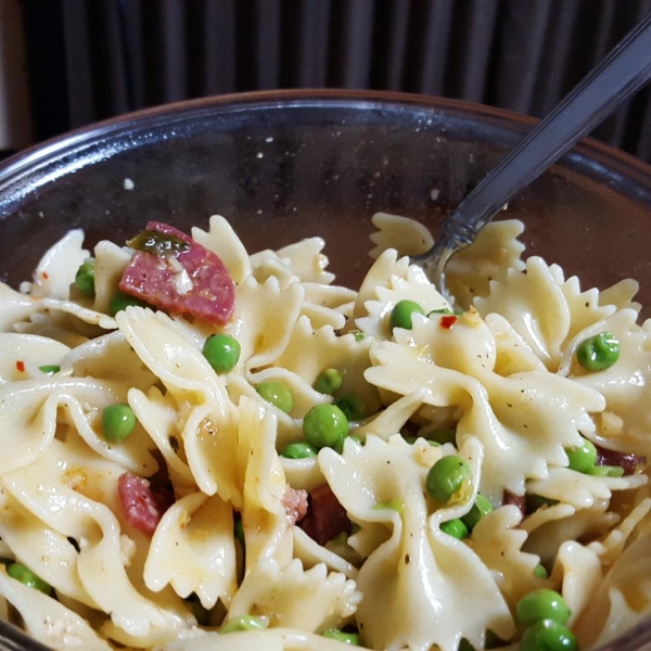 Pasta with Salami and Peas