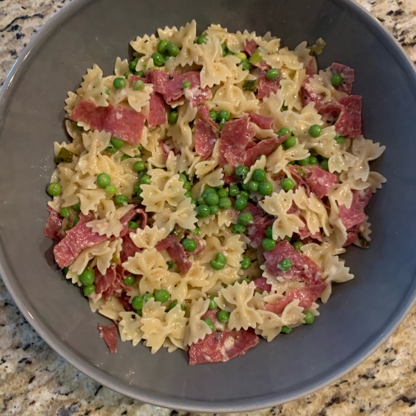 Pasta with Salami and Peas