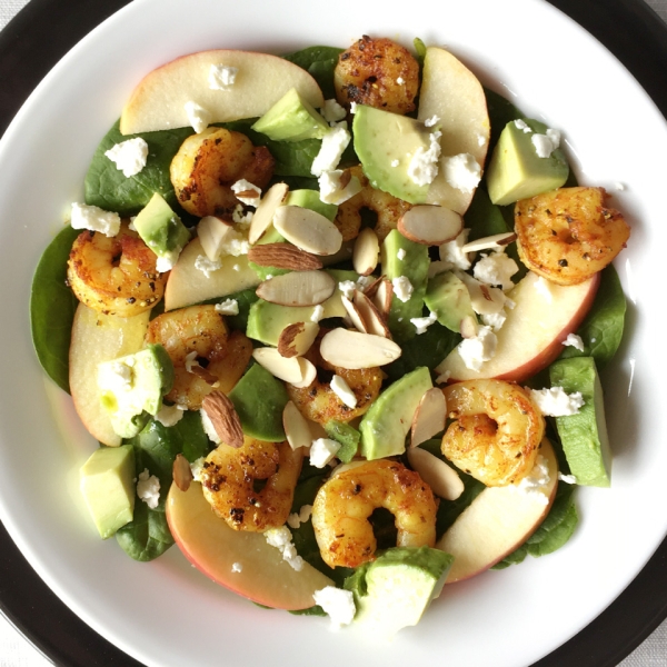 Turmeric Pepper Shrimp Spinach Salad