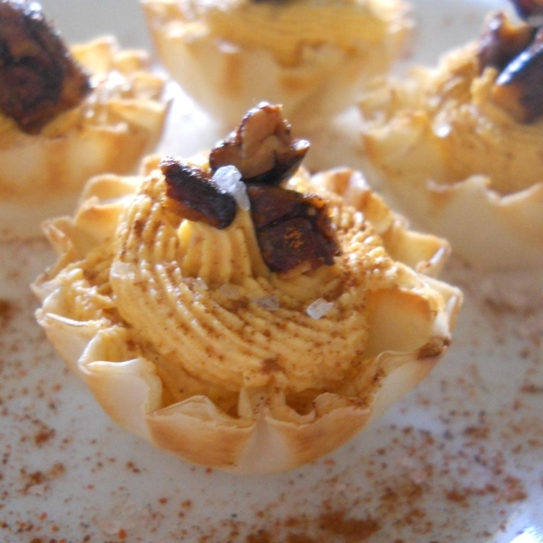 Pumpkin Cheese Tarts with Pecans and Cinnamon Sea Salt