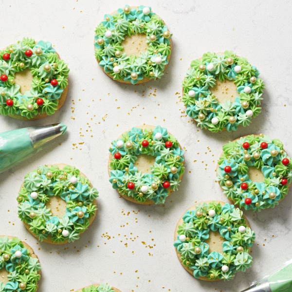 Evergreen Cookies with Ermine Frosting