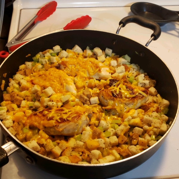 Skillet Chicken and Apple Stuffing