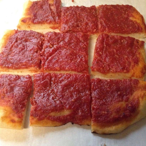 Rhode Island-Style Pizza Strips aka Bakery Pizza