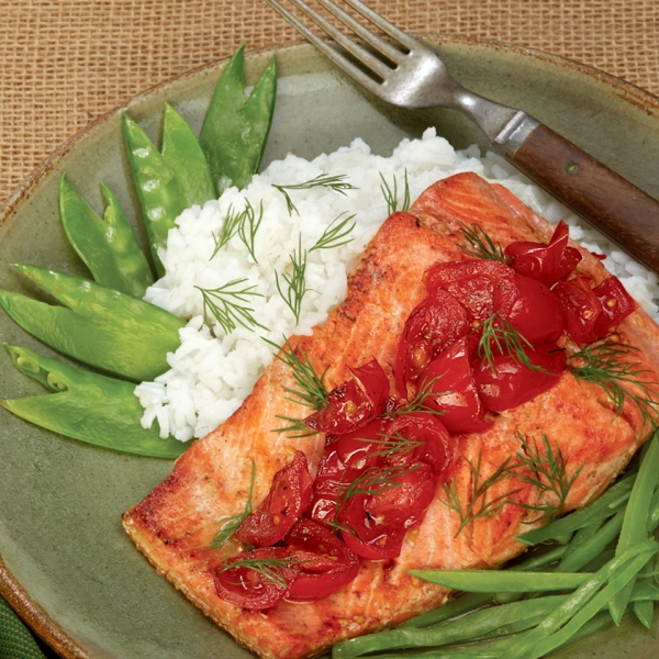 Salmon with Sauteed Tomatoes