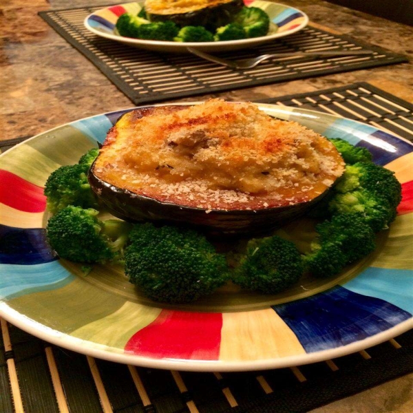 Acorn Squash Stuffed with Cheesy Mushroom Rice