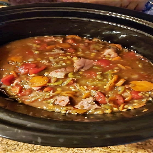 Slow Cooker Lentil and Ham Soup