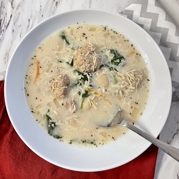 Gnocchi, Spinach, and Meatball Soup