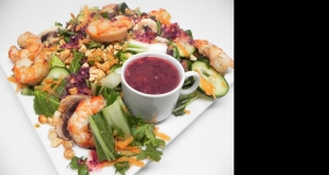 Grilled Shrimp, Pea Shoot, and Bok Choy Salad with Asian Reduced Fat Dressing