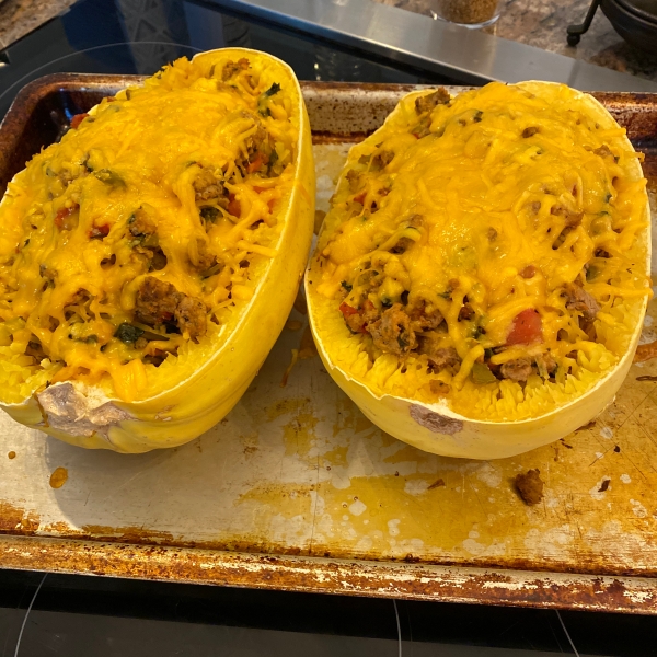 Spaghetti Squash Casserole in the Shell