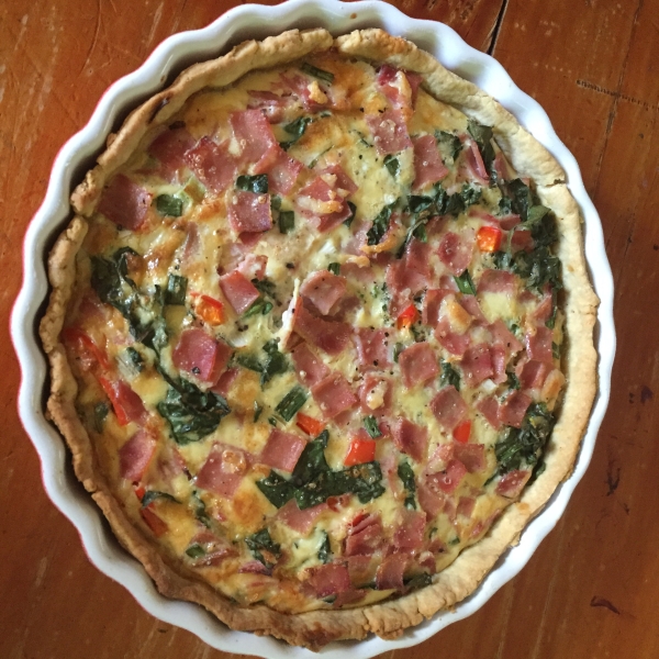 Surimi, Spinach, and Roasted Red Pepper Quiche