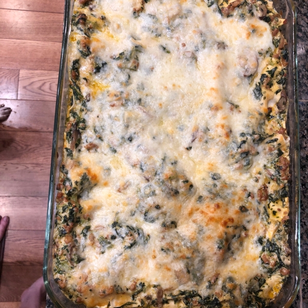 Sausage Spinach Alfredo Lasagna