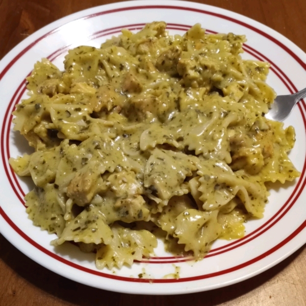 Creamy Pesto Chicken and Bow Ties