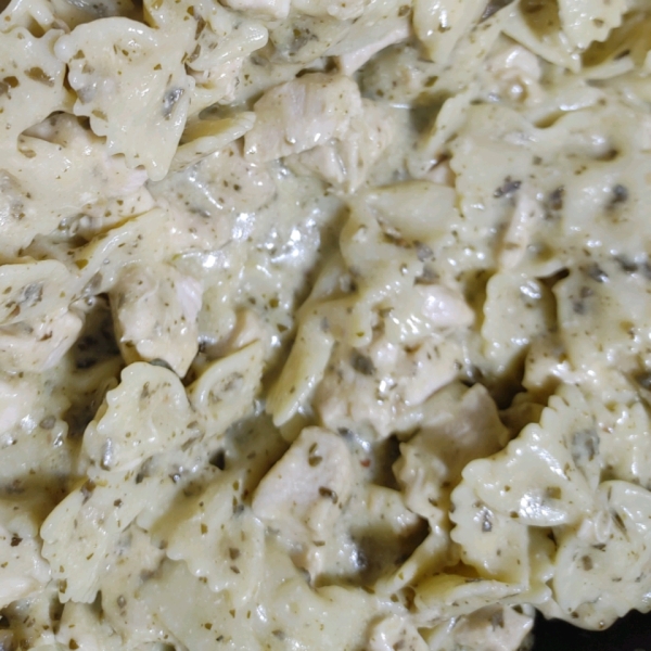 Creamy Pesto Chicken and Bow Ties