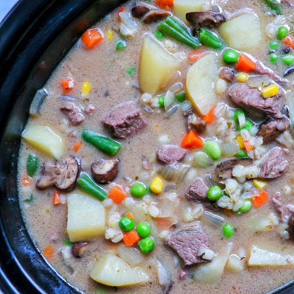 Slow Cooker Beef, Barley, and Mushroom Stew recipe Easy Cook Find