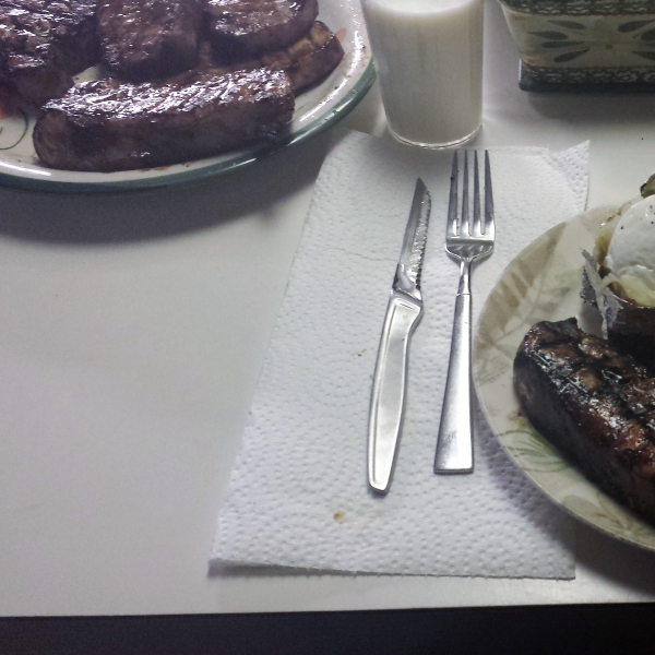 Flat Iron Steaks Marinated in Red Wine