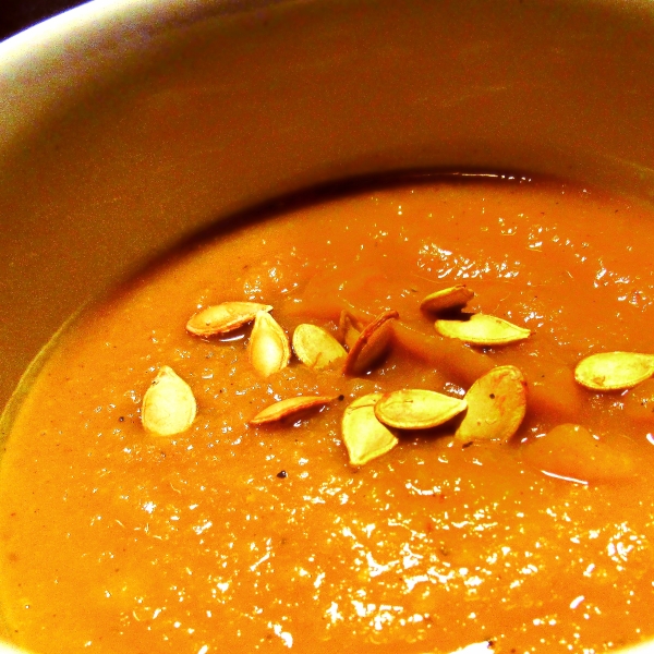 Roasted Acorn, Butternut, and Apple Soup