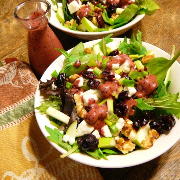 Green Apple Salad With Blueberries, Feta, And Walnuts