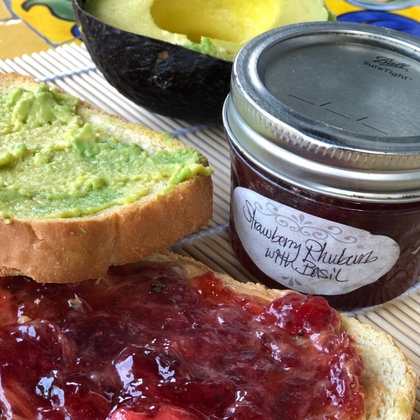 Strawberry-Rhubarb Jam with Basil