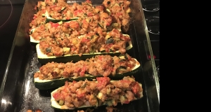 Stuffed Zucchini with Chicken Sausage